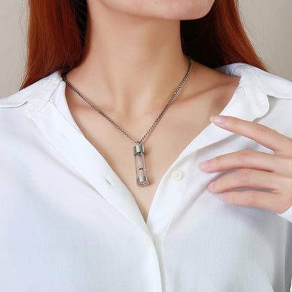 Rockyu 砂時計メモリアルネックレス メンズ レディース