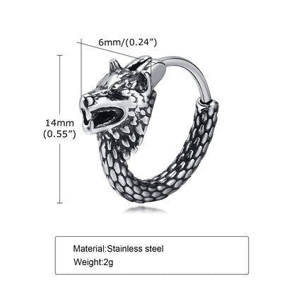 Rockyu メンズ シルバー フープピアス ステンレス鋼 金属アレルギー対応 ヴィンテージチェーン デザインリング