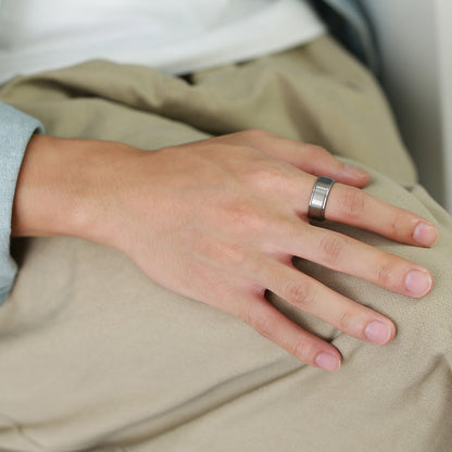 タングステン リング メンズ 8mm マット加工 平打ち 指輪 金属アレルギー対応 傷に強いシンプルデザイン