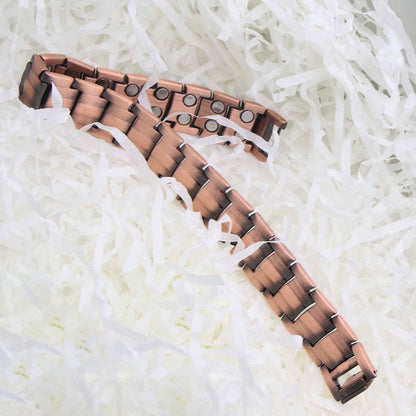 Rockyu 磁気ブレスレット メンズ ダブルロウ ピンクゴールド 銅製