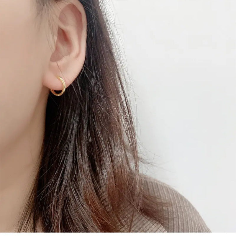 Rockyu シルバー925製 フープピアス レディース ピンクゴールド・シルバー・ゴールド 3色展開