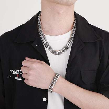 Rockyu ブレスレット メンズ チェーン シルバー 光沢仕上げ クールデザイン