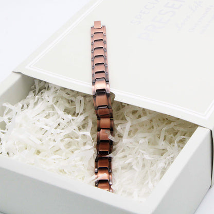 Rockyu メンズ ブレスレット 磁気 ピンクゴールド 銅製 シンプル カジュアル