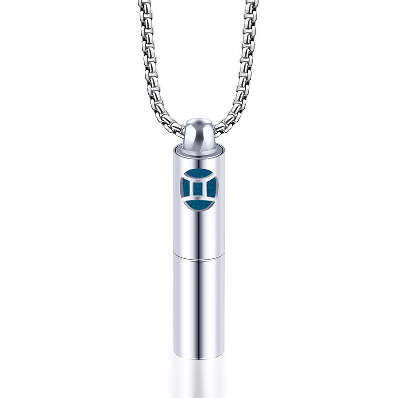 Rockyu 香水瓶ネックレス ステンレス製 12星座デザイン アロマ＆メモリアルペンダント 男女兼用