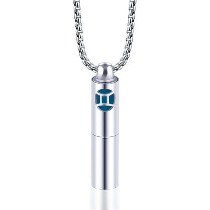Rockyu 香水瓶ネックレス ステンレス製 12星座デザイン アロマ＆メモリアルペンダント 男女兼用