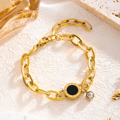 Rockyu ブレスレット レディース チェーン ピンクゴールド ステンレススチール