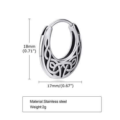 Rockyu メンズ シルバー フープピアス ステンレス鋼 金属アレルギー対応 ヴィンテージチェーン デザインリング