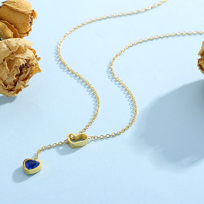 Rockyu ハートネックレス レディース シルバー ゴールド チタン Y字デザイン