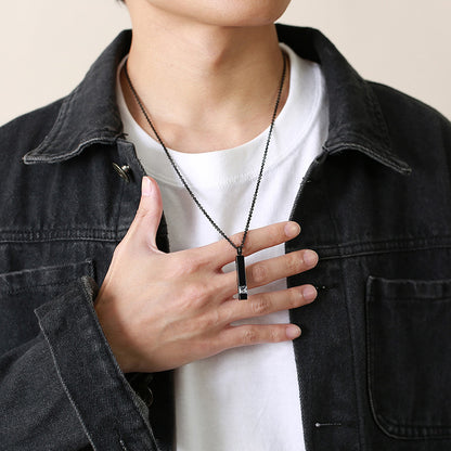 Rockyu メモリアルネックレス スティックペンダント 遺骨収納 ジルコニア付き 防水 ステンレス製