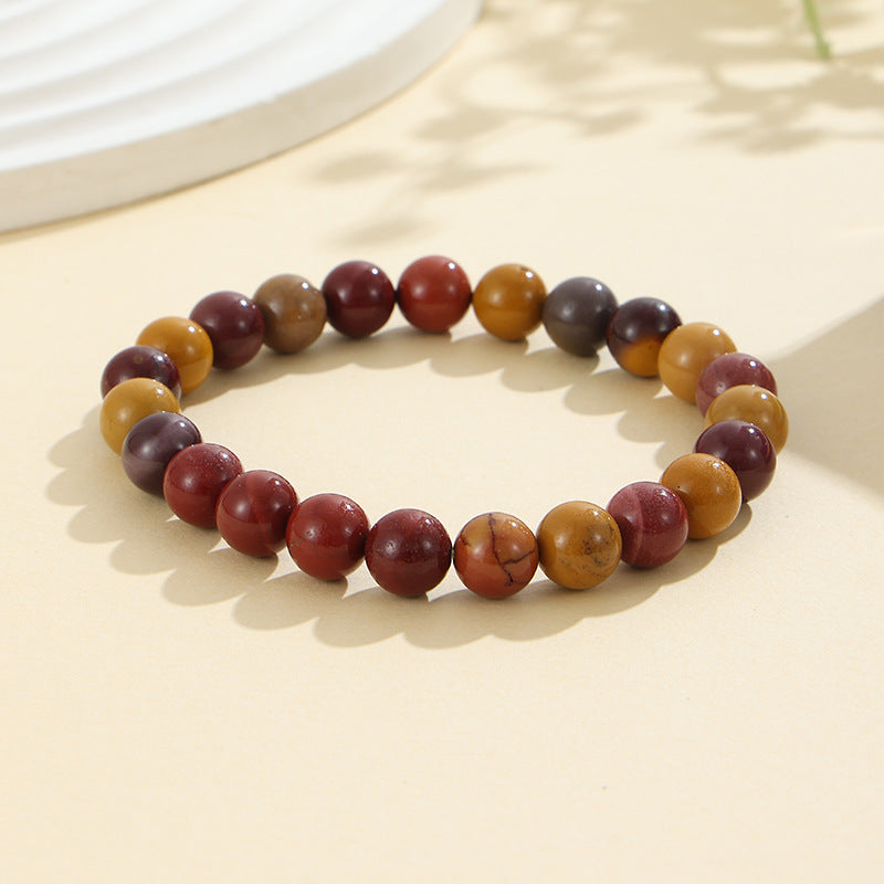 Rockyu ブレスレット レディース 天然石 ビーズブレスレット 瑪瑙 オニキス アンティーク風