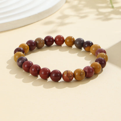 Rockyu ブレスレット レディース 天然石 ビーズブレスレット 瑪瑙 オニキス アンティーク風