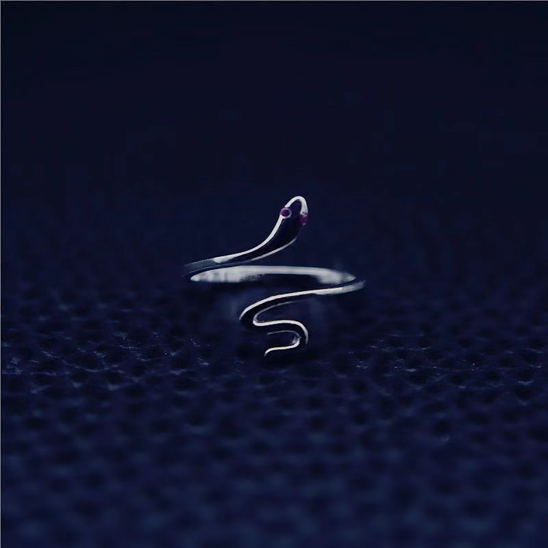 Rockyu スネークリング レディース シルバー925 フリーサイズ 蛇モチーフリング