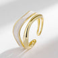Rockyu リング レディース フリーサイズ ゴールド 多連ウェーブリング サイズ調節可 金属アレルギー対応