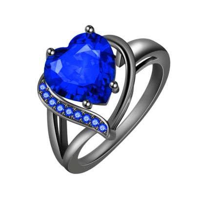 Rockyu ハートシェイプリング レディース｜ブラック×赤ジルコニアの華やかリング