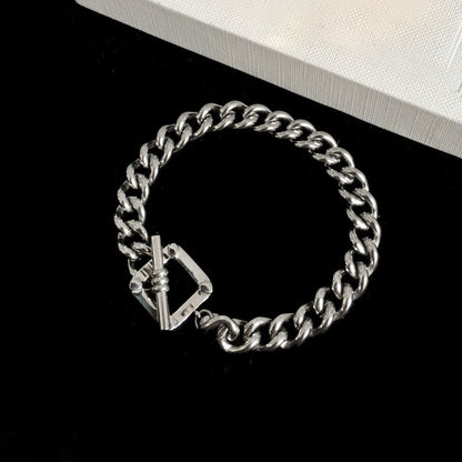 Rockyu レディース ネックレス＆ブレスレット セット ゴールド/シルバー 正方形OTチェーン 真鍮製 金属アレルギー対応