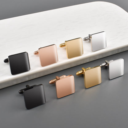 Rockyu メンズ カフスボタン 四角プレーンデザイン 鏡面仕上げ 4色展開 ビジネス＆フォーマル