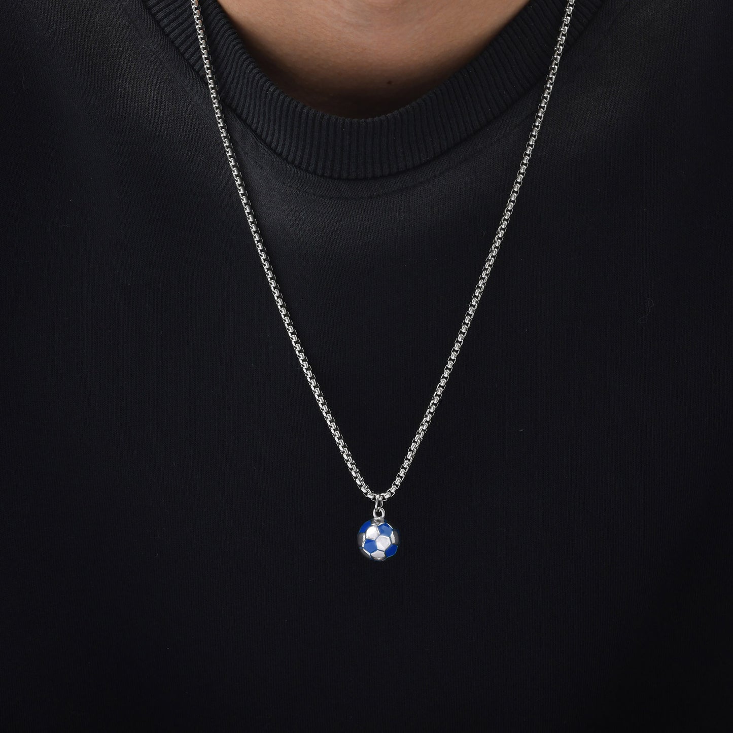 Rockyu メンズネックレス サッカーボールペンダント ステンレス 金属アレルギー対応 スポーツ応援ギフト