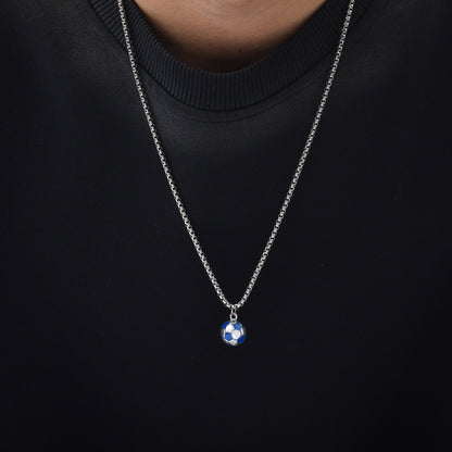 Rockyu メンズネックレス サッカーボールペンダント ステンレス 金属アレルギー対応 スポーツ応援ギフト