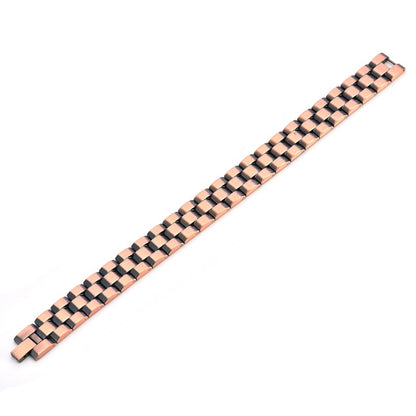 Rockyu 磁気ブレスレット メンズ トリプルロウ ピンクゴールド 銅製 シンプル カジュアル