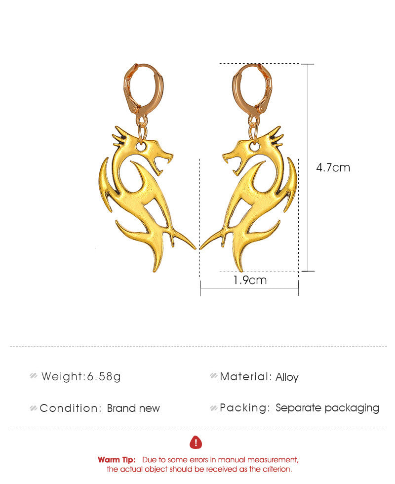 Rockyu ピアス メンズ レディース ドラゴン 龍 シルバー ゴールド 中華風 アクセサリー