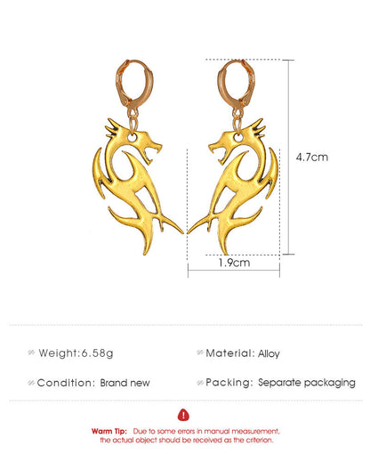 Rockyu ピアス メンズ レディース ドラゴン 龍 シルバー ゴールド 中華風 アクセサリー
