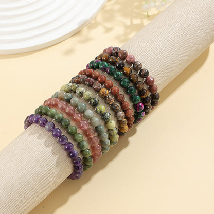 Rockyu ブレスレット レディース 天然石 ビーズブレスレット 瑪瑙 オニキス アンティーク風