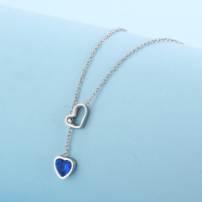 Rockyu ハートネックレス レディース シルバー ゴールド チタン Y字デザイン