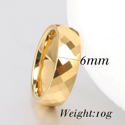 Rockyu タングステン リング メンズ 多面カット 6mm幅 ゴールド シルバー ピンクゴールド 指輪