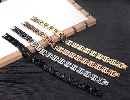 Rockyu ブレスレット メンズ タングステン 磁気 ブラック ゲルマニウム 幅12mm アレルギー対応