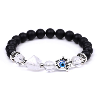 Rockyu ブレスレット レディース メンズ 天然石 ハムサの手 数珠 オニキス パワーストーン ビーズブレスレット 誕生日や記念日に