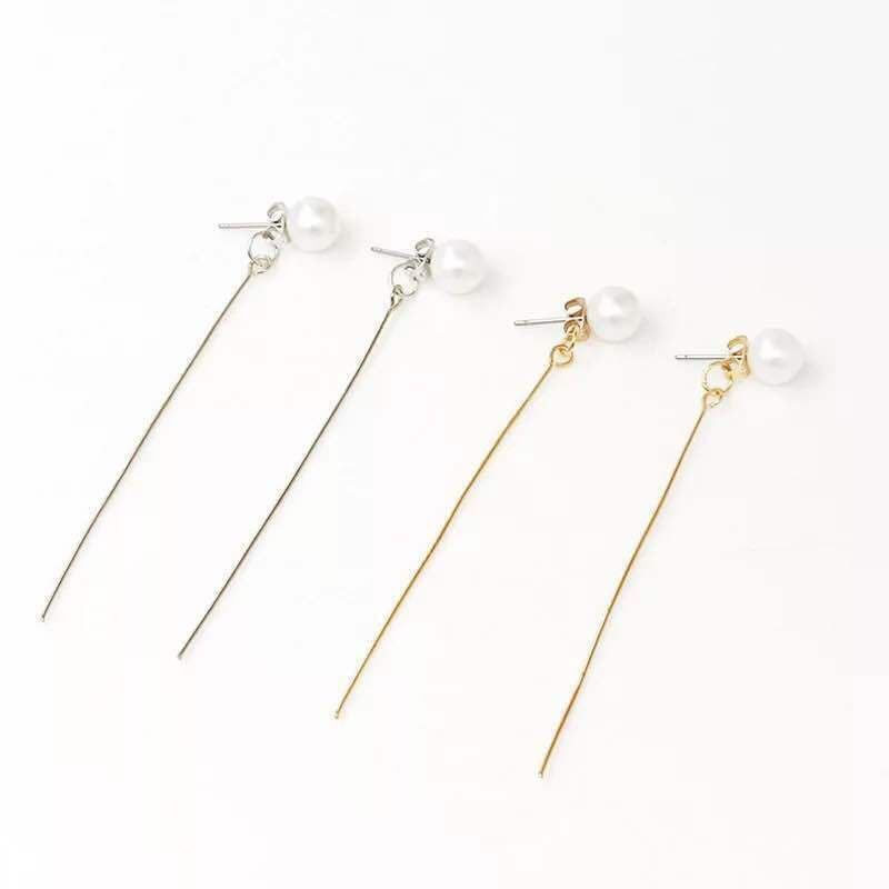 Rockyu パールチェーンピアス ステンレス ゴールド シルバー レディース