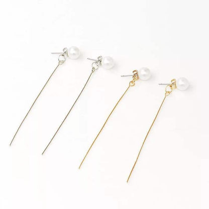 Rockyu パールチェーンピアス ステンレス ゴールド シルバー レディース