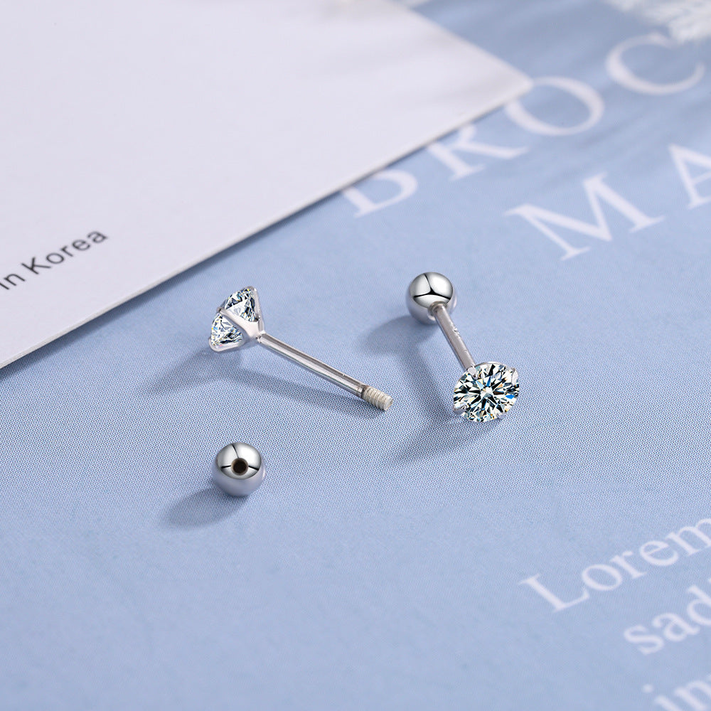 Rockyu シルバー925 ピアス レディース ジルコニア 五角形 リング 鏡面処理 金属アレルギー対応