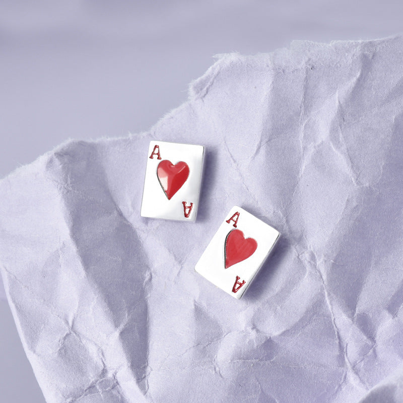 Rockyu ピアス メンズ レディース トランプカード シルバー925 スタッド アクセサリー