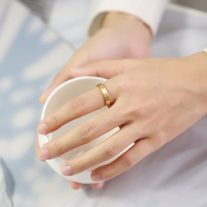 Rockyu 指輪 タングステン ゴールド 平打ちリング 幅2mm 4mm 6mm 8mm メンズ レディース対応