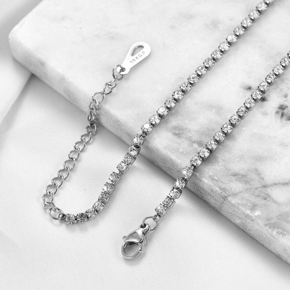 Rockyu レディース ネックレス ジルコニアチェーン 3mm ステンレス製 金属アレルギー対応