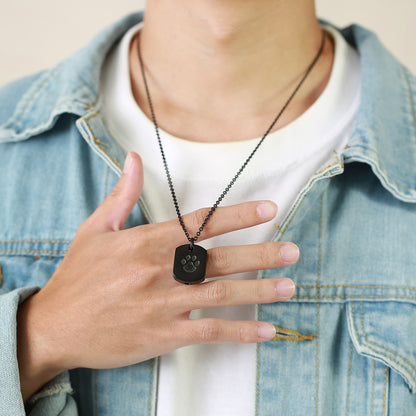 Rockyu ネックレス メンズ シルバー チェーン 手元供養 肉球ペンダント チタン素材 誕生日やパーティー ギフトにも