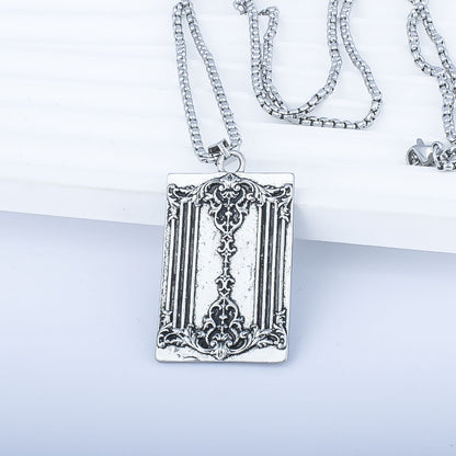 Rockyu トランプモチーフネックレス メンズ ステンレス製 ペンダント チェーン付