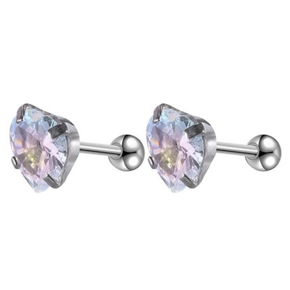 Rockyu レディースピアス シルバー925 スタッドタイプ カラフルクリスタル 多形カット ジュエリー