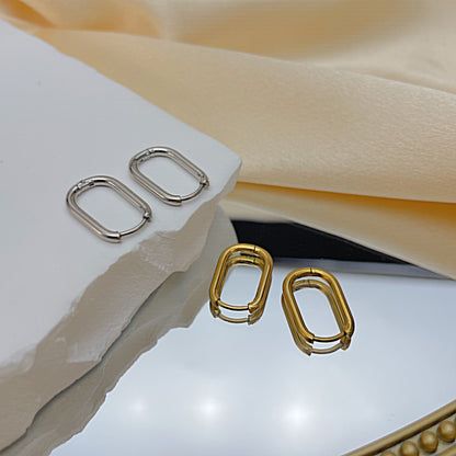 Rockyu レディース ピアス ゴールド シルバー 四角フープピアス 18×12mm ステンレス鋼 金属アレルギー対応 シンプル