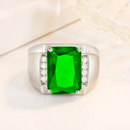 Rockyu メンズリング シルバー フリーサイズ 光沢仕上げ 一粒カラージルコニア