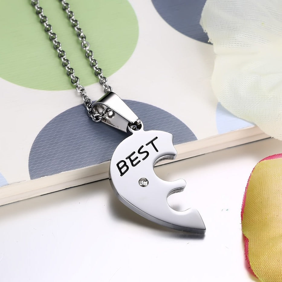 Rockyu ネックレス メンズ レディース ハート パズル ペンダント シルバー チタン アレルギー対応