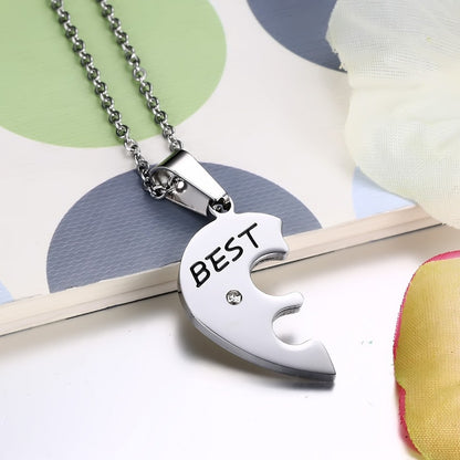 Rockyu ネックレス メンズ レディース ハート パズル ペンダント シルバー チタン アレルギー対応