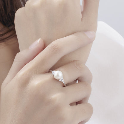 Rockyu レディース フリーサイズ パールリング シンプル 上品デザイン