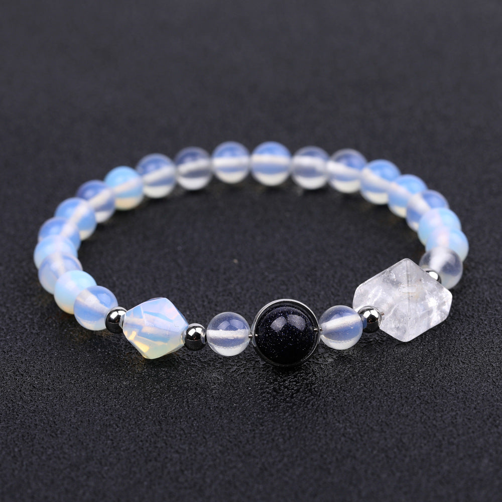 Rockyu ブレスレット レディース メンズ 天然石 パワーストーン 数珠 ピラミッド型ビーズ タイガーアイ ラピスラズリ ブラックオニキス 誕生日 プレゼント