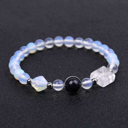 Rockyu ブレスレット レディース メンズ 天然石 パワーストーン 数珠 ピラミッド型ビーズ タイガーアイ ラピスラズリ ブラックオニキス 誕生日 プレゼント