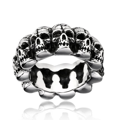 Rockyu スカルリング メンズ ステンレス 髑髏デザイン パンク系 おしゃれ指輪