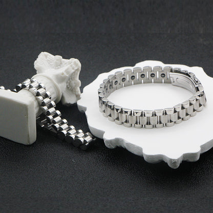 Rockyu 磁気ブレスレット メンズ｜ゲルマニウム＆チタン ステンレス製 健康サポートアクセ