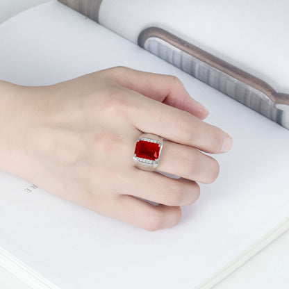 Rockyu メンズリング シルバー フリーサイズ 光沢仕上げ 一粒カラージルコニア