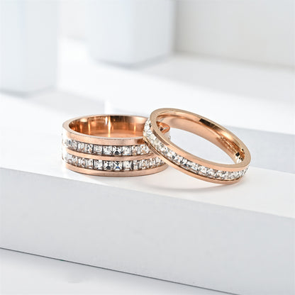 Rockyu エタニティリング レディース チタン ジルコニア ゴールド シルバー 4mm 6mm 8mm おしゃれ プレゼント